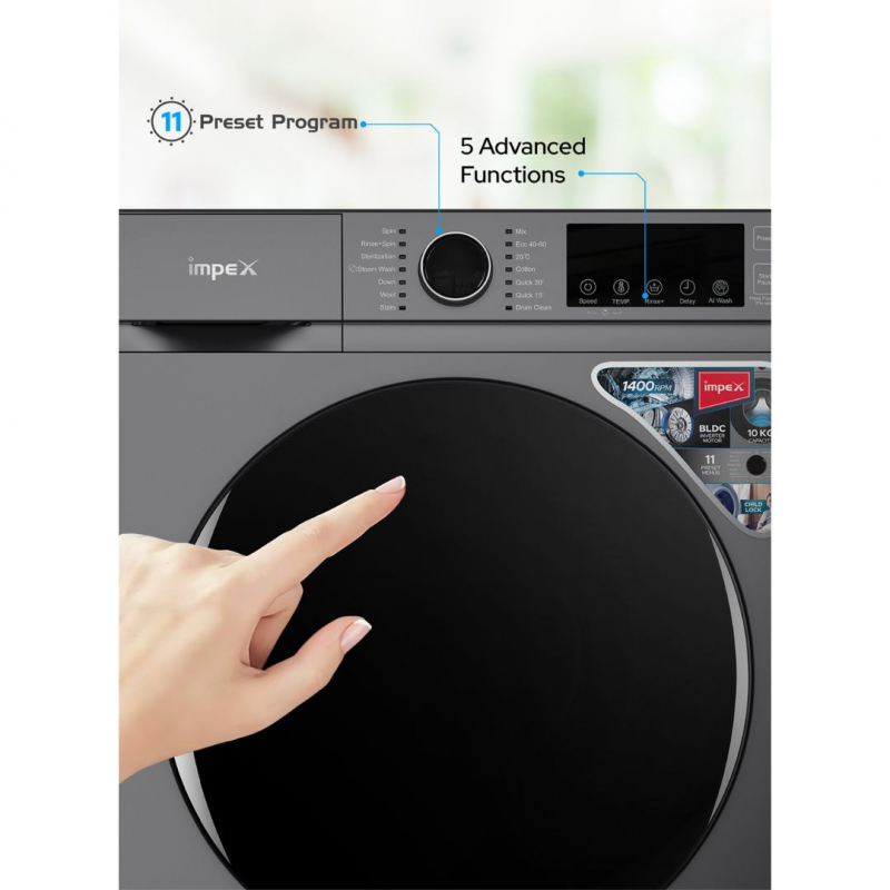IMPEX 10 KG FRONT LOAD WASHING MACHINE | WM1000FS
