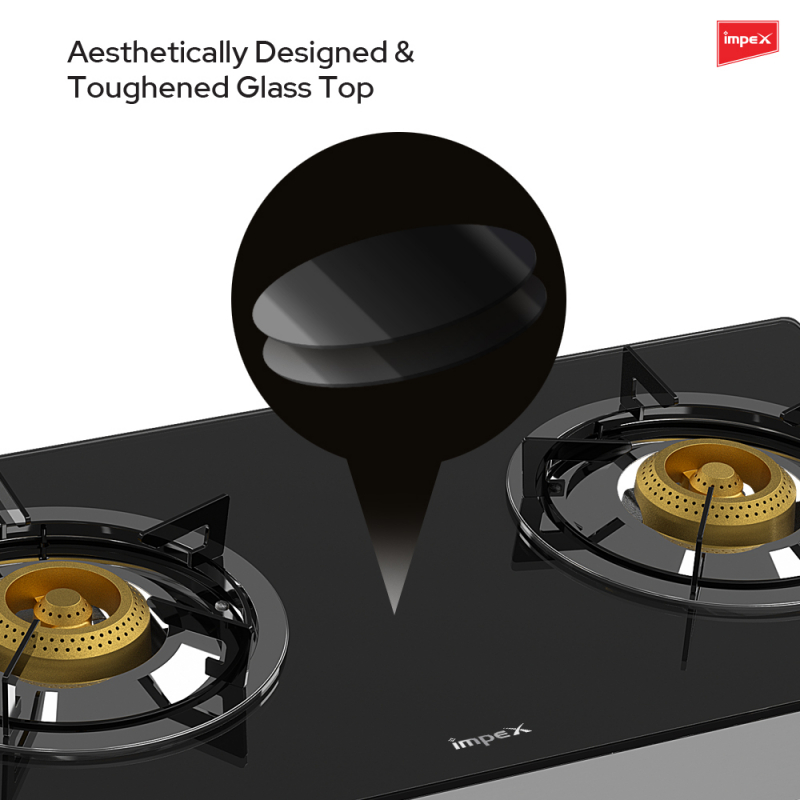 Impex 2 Br Glass Top Gas Stove | IGS 1214F