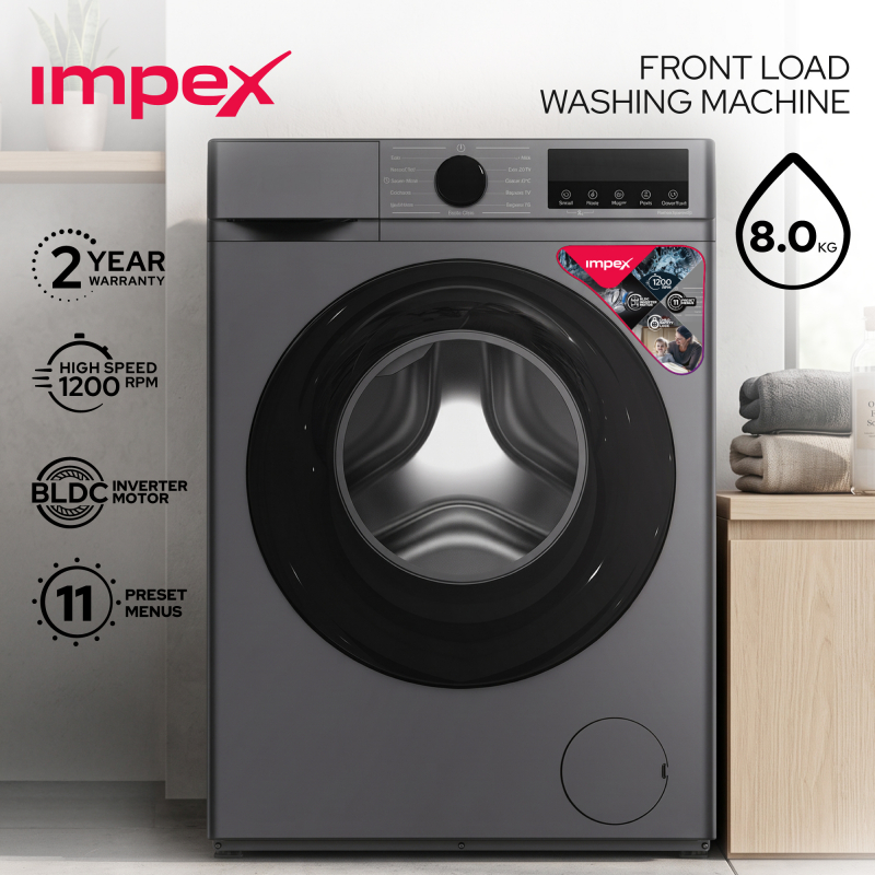 IMPEX 8 KG FRONT LOAD WASHING MACHINE | WM0800FS