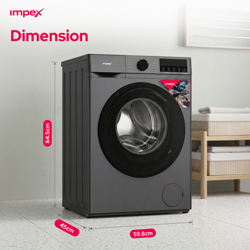 IMPEX 8 KG FRONT LOAD WASHING MACHINE | WM0800FS