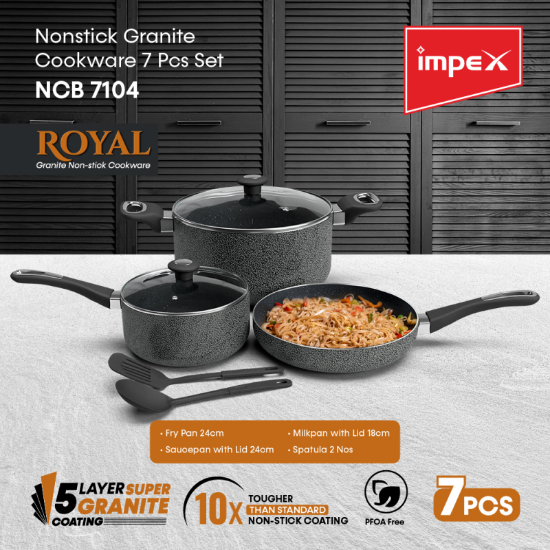 Impex Nonstick Granite Cookware 7Pcs | NCB 7104