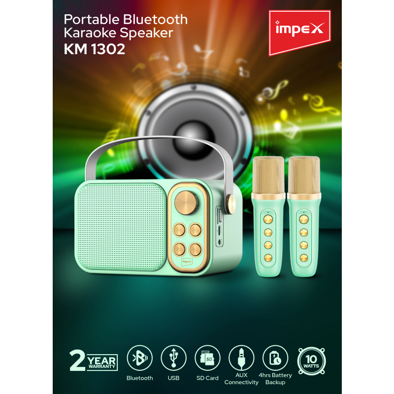 Impex Portable Bluetooth Karaoke Speaker | KM 1302