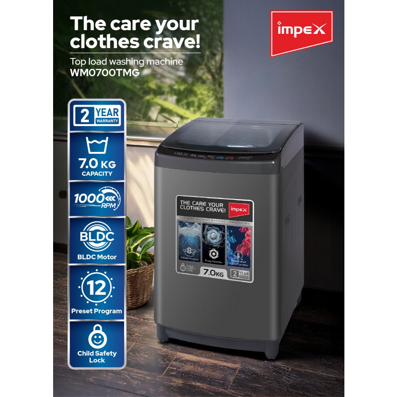 Impex 7Kg Top Load Washing Machine | WM0700TMG