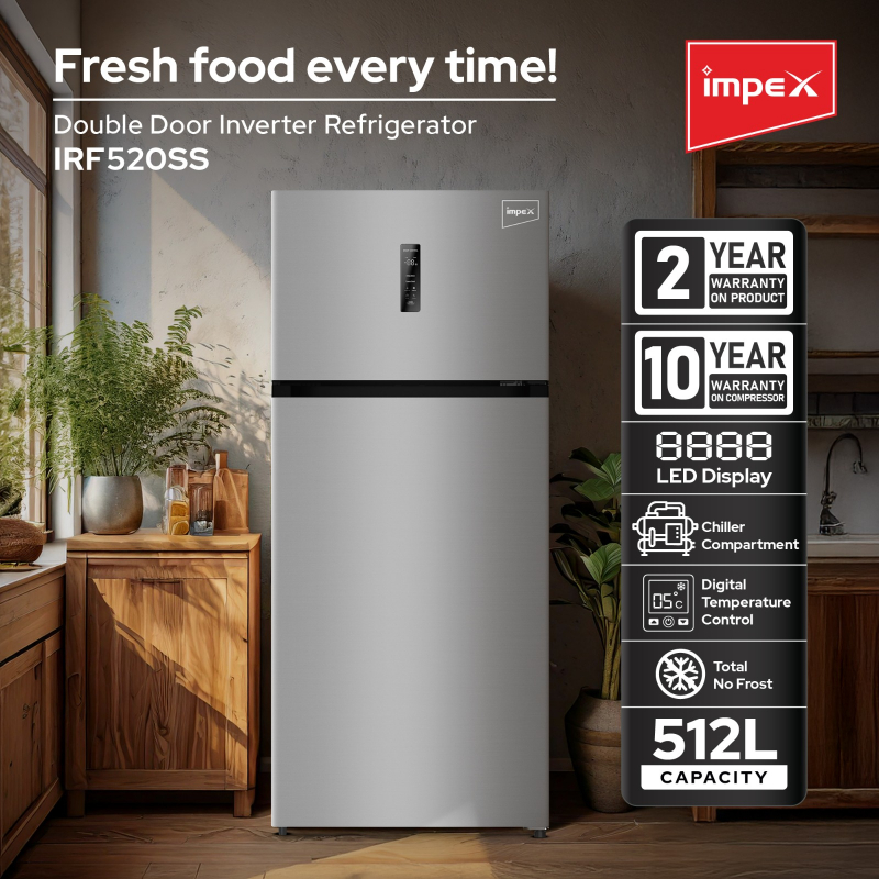 Impex Double Door Inverter Refrigerator | IRF520SS