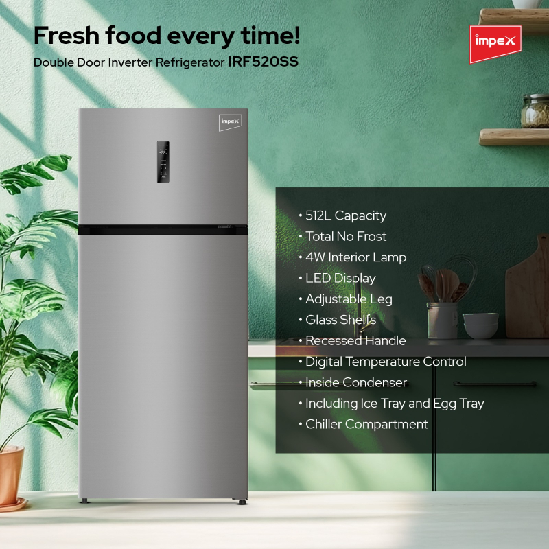 Impex Double Door Inverter Refrigerator | IRF520SS